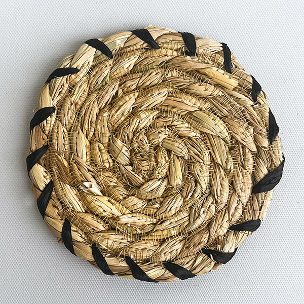 Black Raffia Embroidered Golden Grass Coasters Nobbys