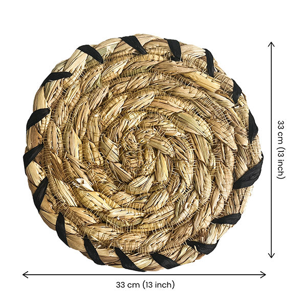 Black Raffia Embroidered Golden Grass Coasters Nobbys