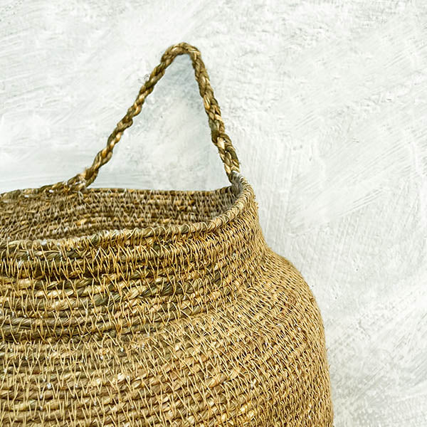 Hanging Vegetable Basket - Beige Embroidered Nobbys