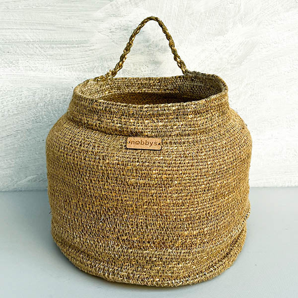 Hanging Vegetable Basket - Beige Embroidered Nobbys