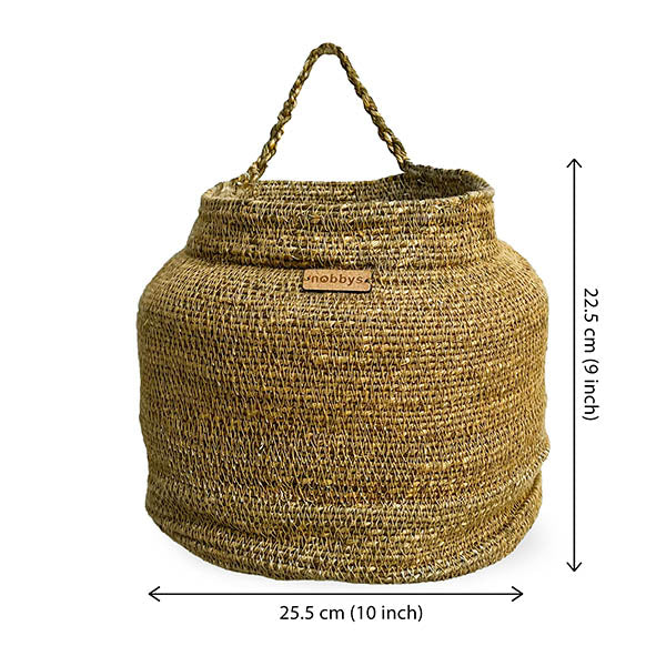 Hanging Vegetable Basket - Beige Embroidered Nobbys