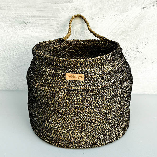 Hanging Vegetable Basket - Black Embroidered Nobbys
