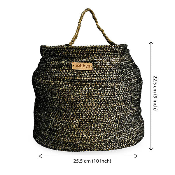 Hanging Vegetable Basket - Black Embroidered Nobbys