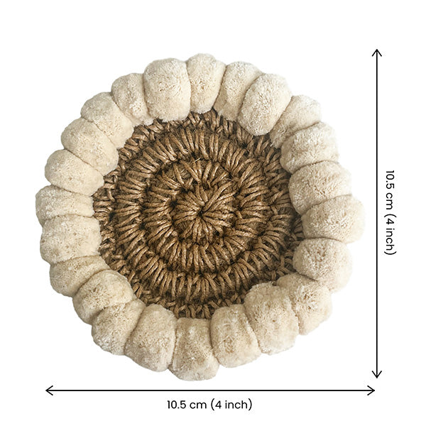 Jute Coasters With Cotton Pom-poms Nobbys