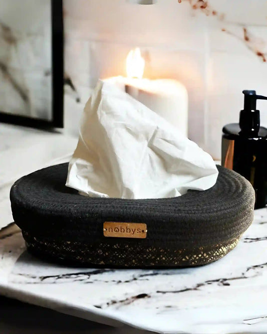 BLACK TISSUE BOX COVER