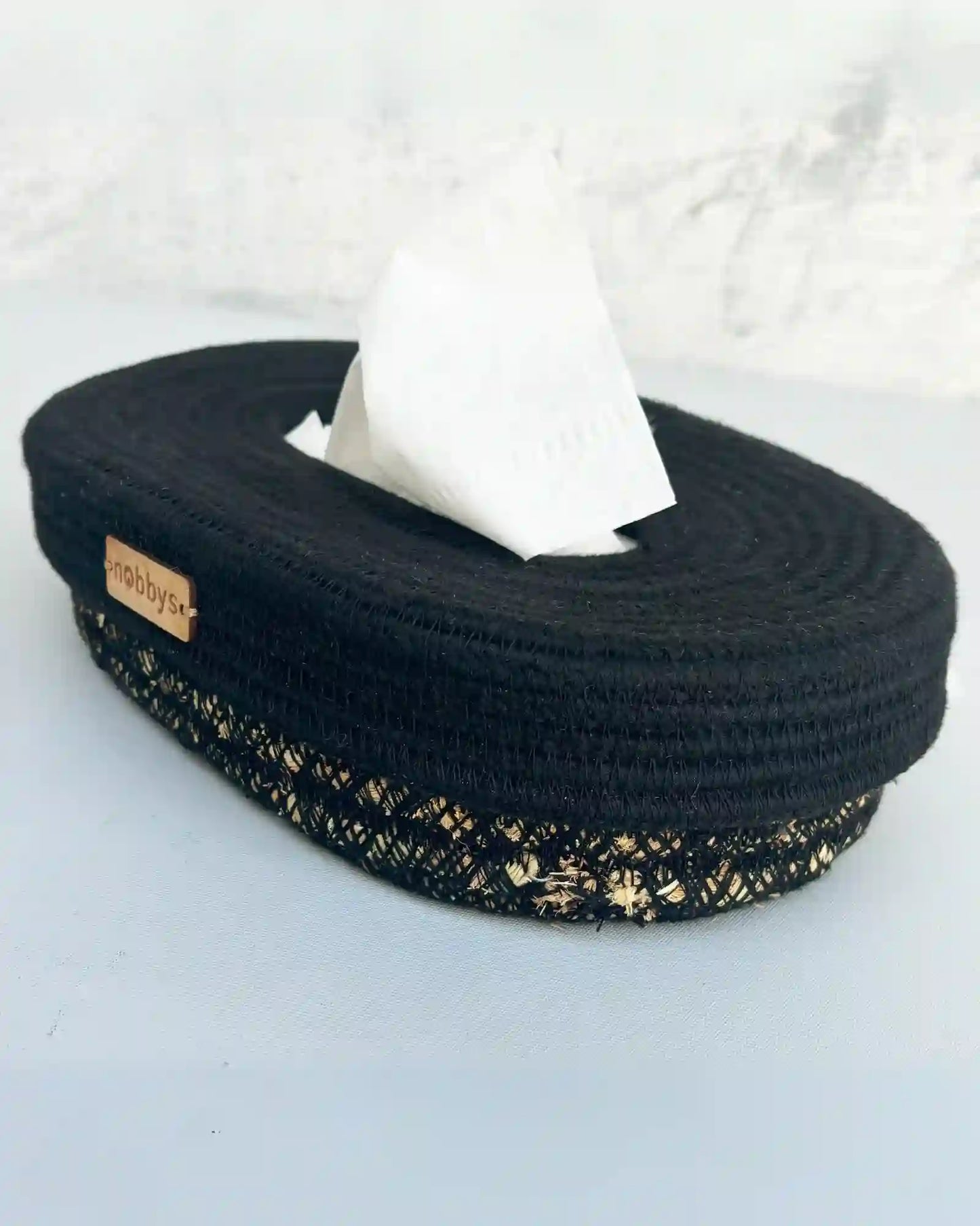 BLACK TISSUE BOX COVER