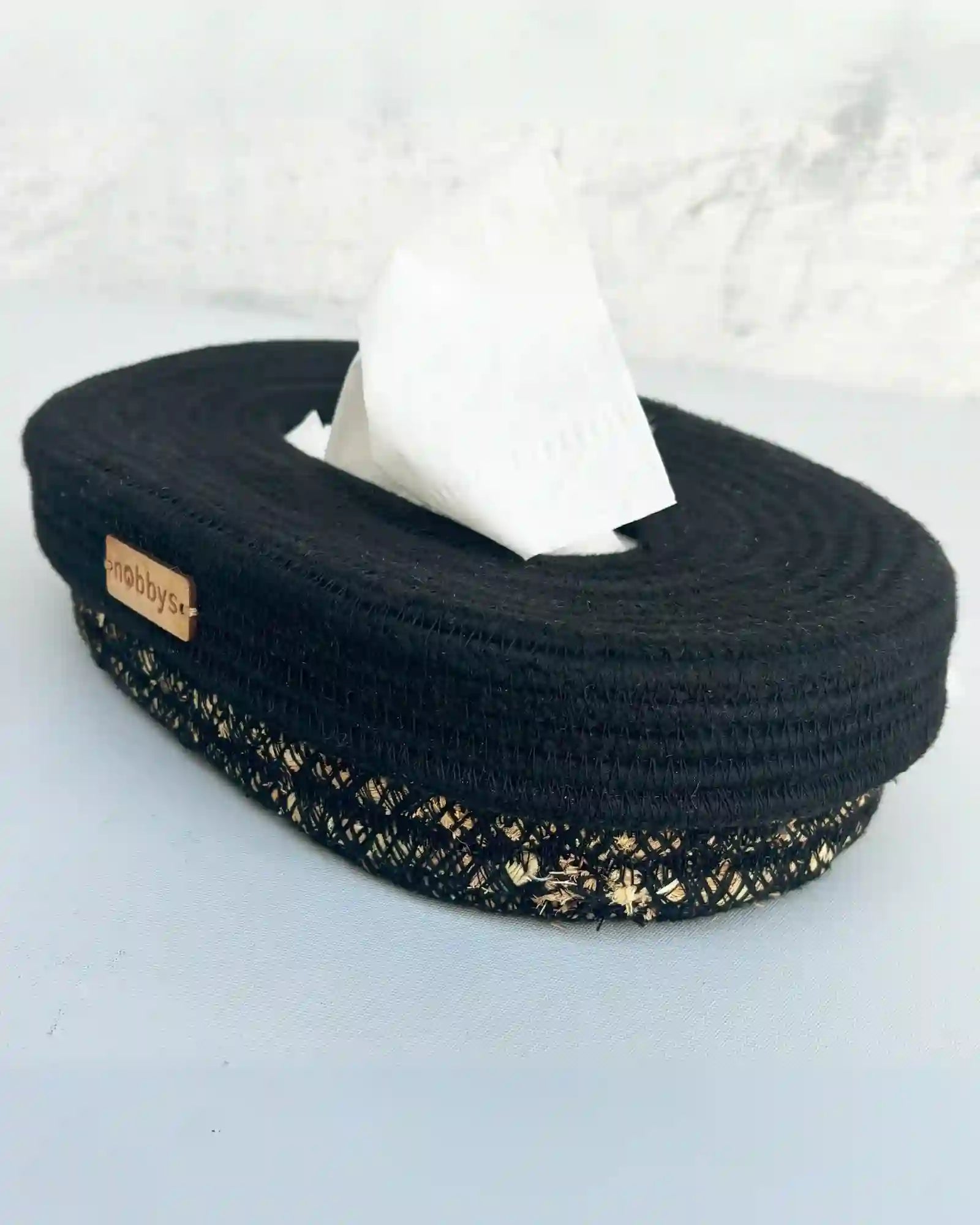 BLACK TISSUE BOX COVER