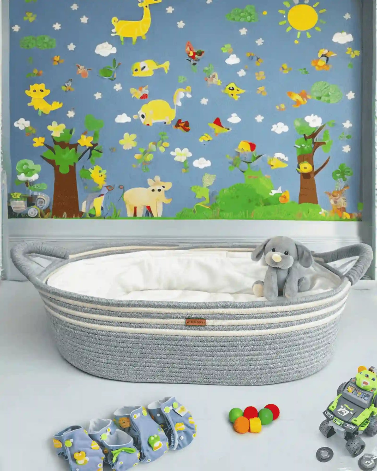 Misty Blue Baby Diaper Changing Bed with Soft Aloe-vera Fabric Cushioning