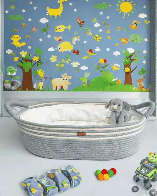 Misty Blue Baby Diaper Changing Bed with Soft Aloe-vera Fabric Cushioning