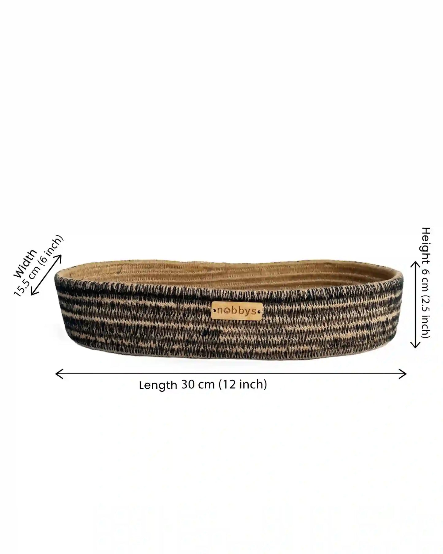 Jute-Black Embroidered Bread / Remote Multipurpose Basket