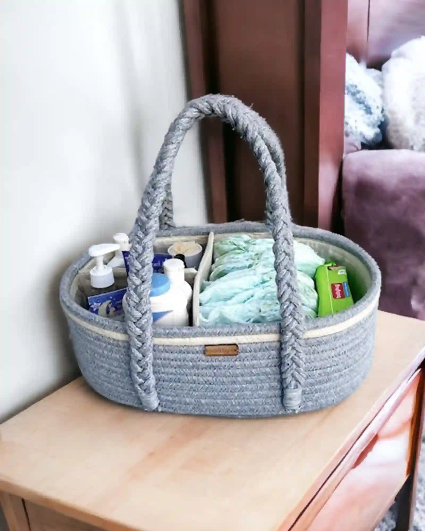 Pastel Blue Diaper Caddy Basket