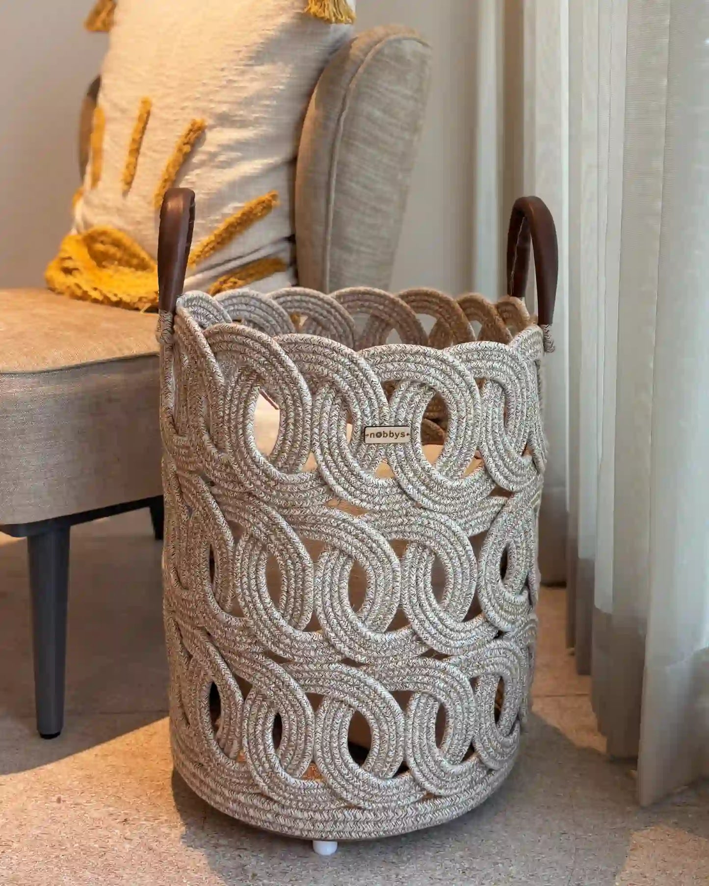 RingGlam Luxury Baskets with Leather Handles (Set of two)