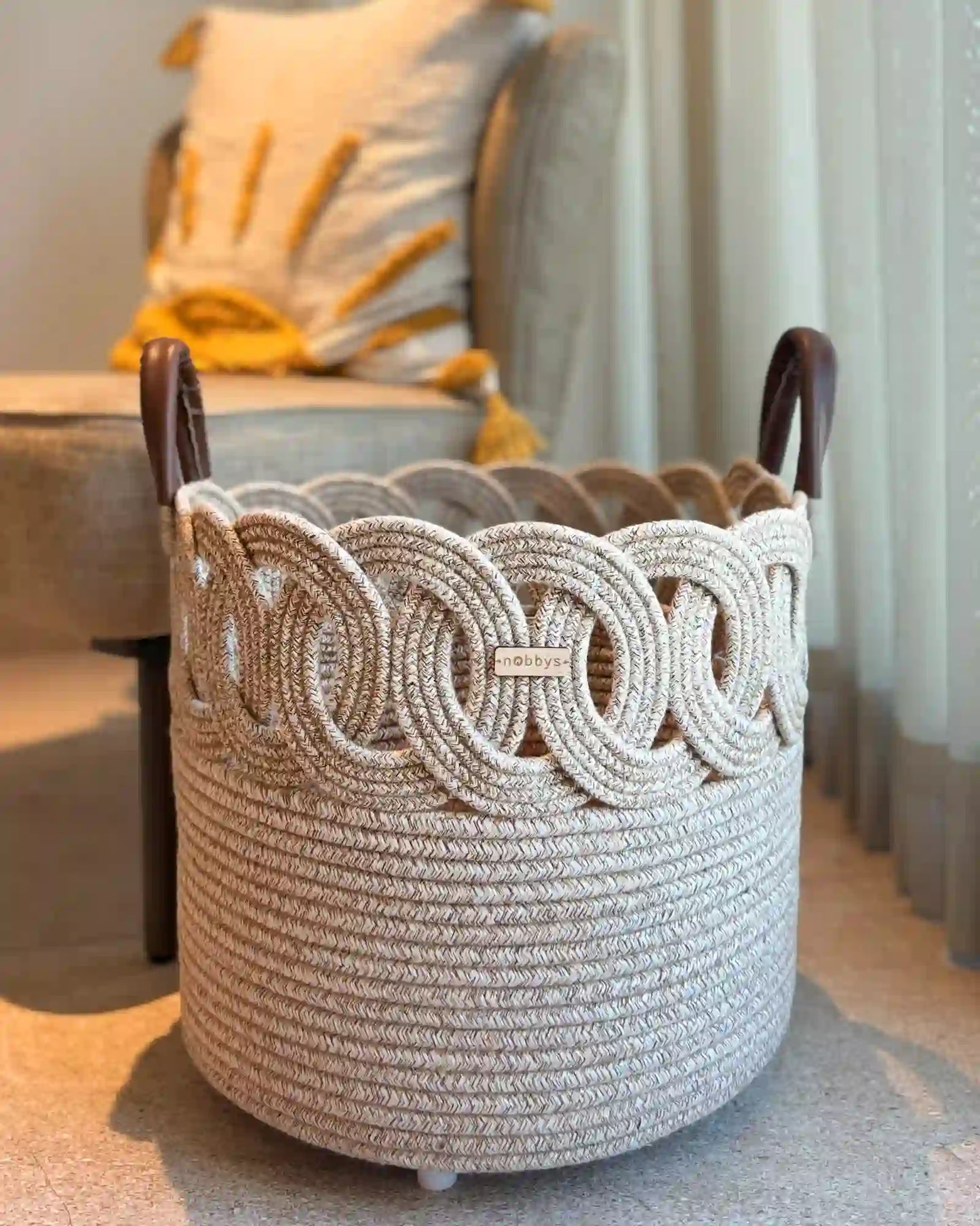 RingGlam Luxury Baskets with Leather Handles (Set of two)