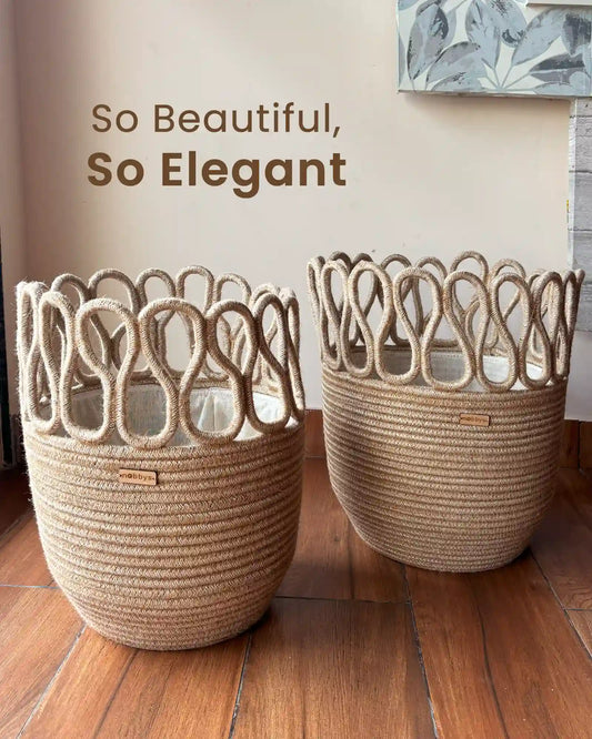 Mesmerizing Petal Loop Basket - Set of Two