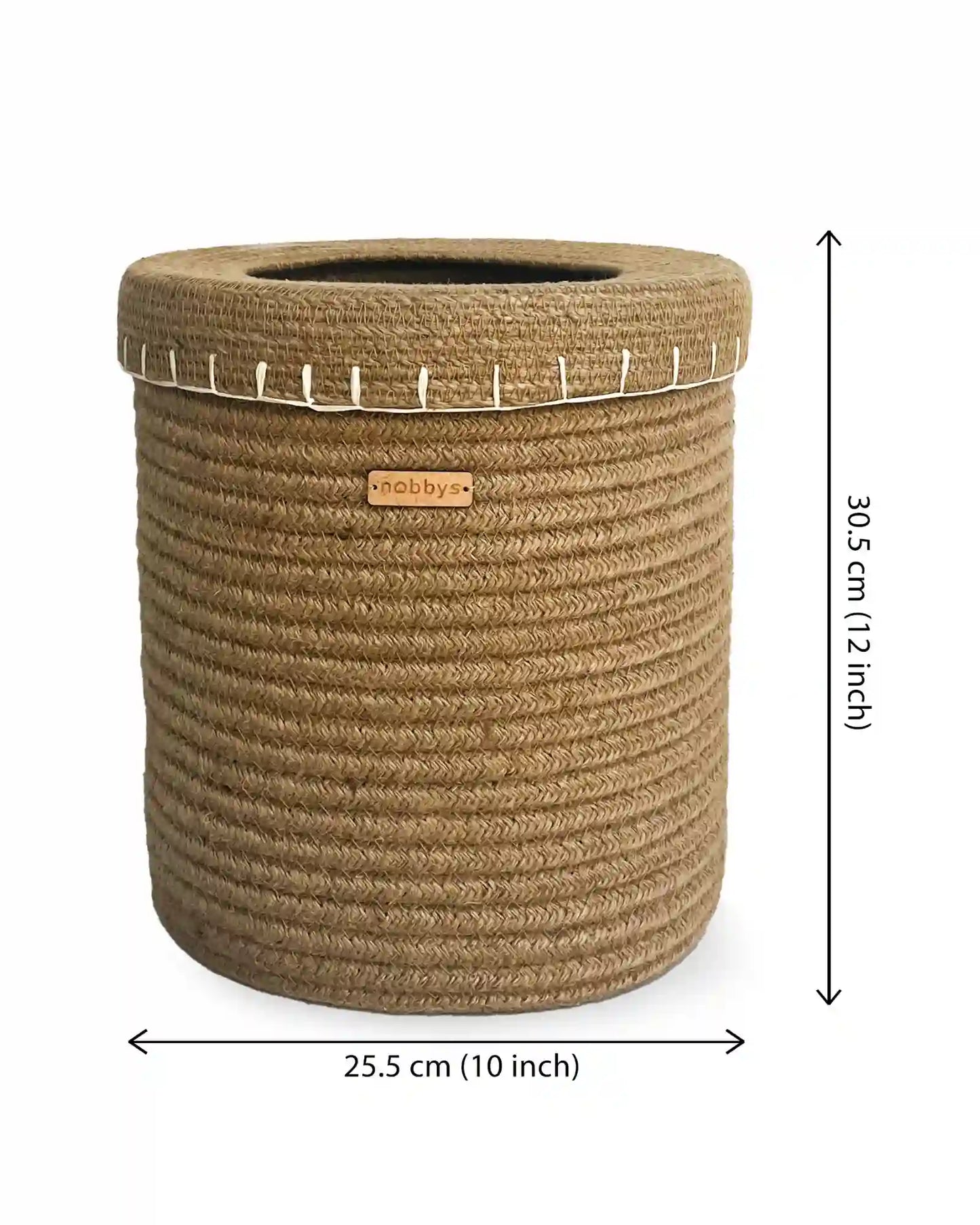 Jute Dustbin with Lid (10"D x 12"H)