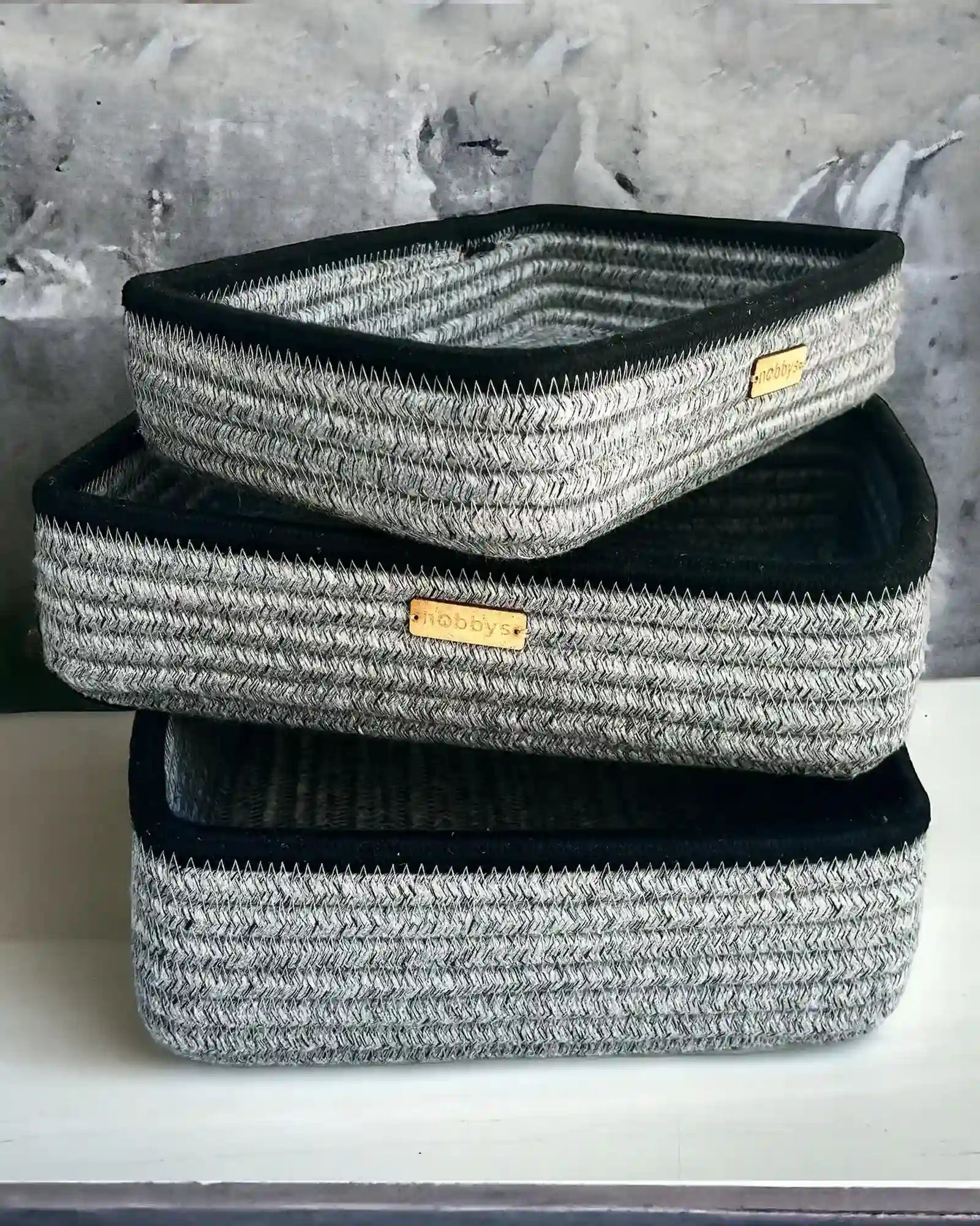 Grey storage basket