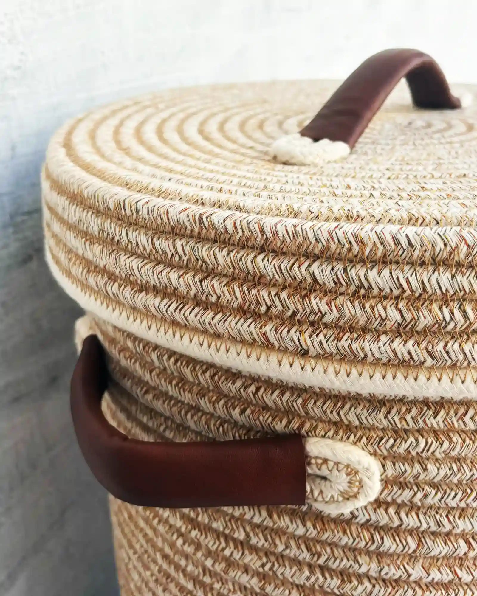 Laundry Basket with Leather handles