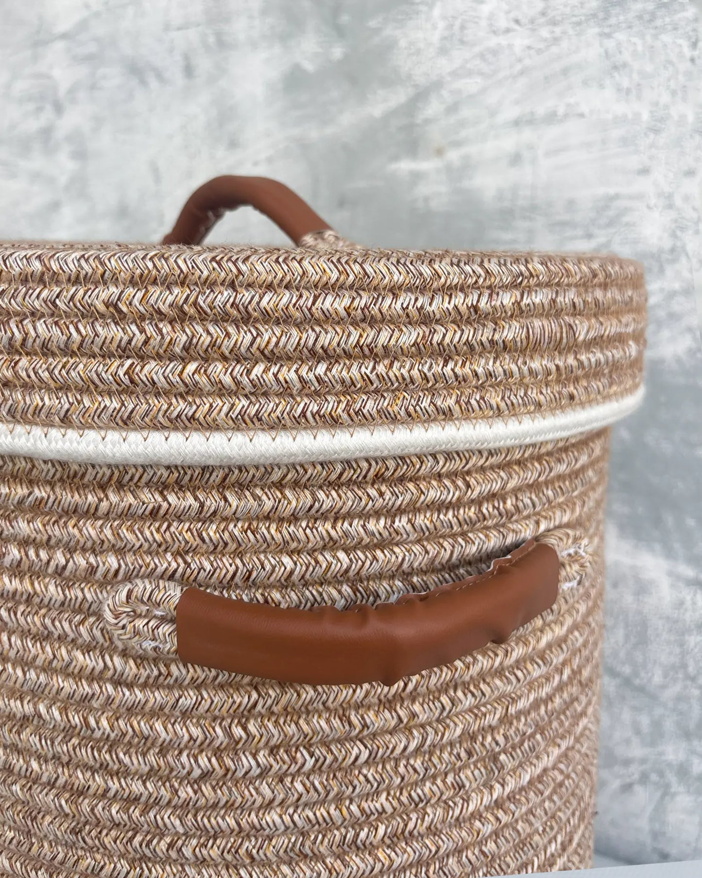 👑 Elite- Ivory Laundry Basket for Clothes with Leather Handles and Wheels