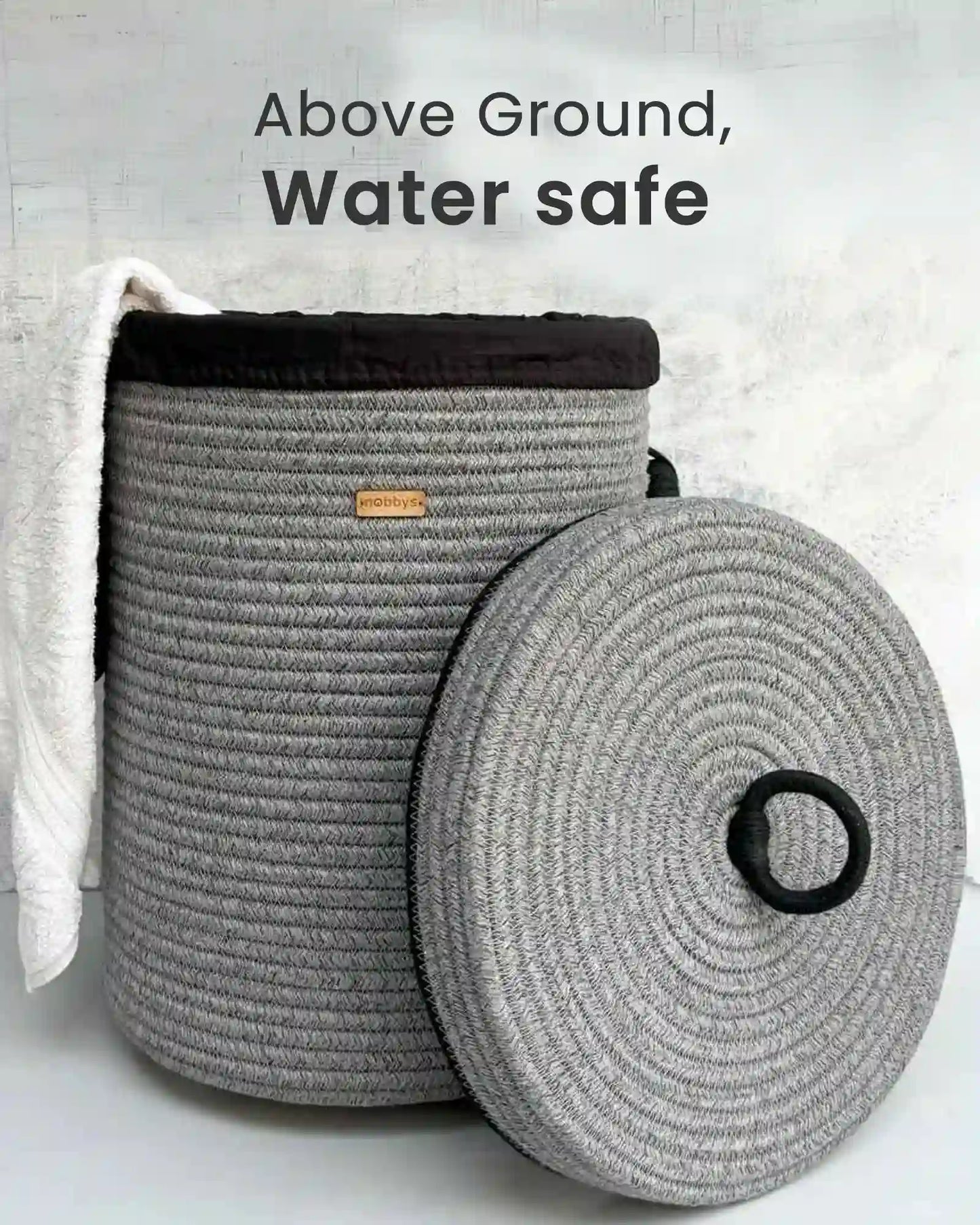 Silver Grey Laundry Basket with Lid and Bottom Spacers