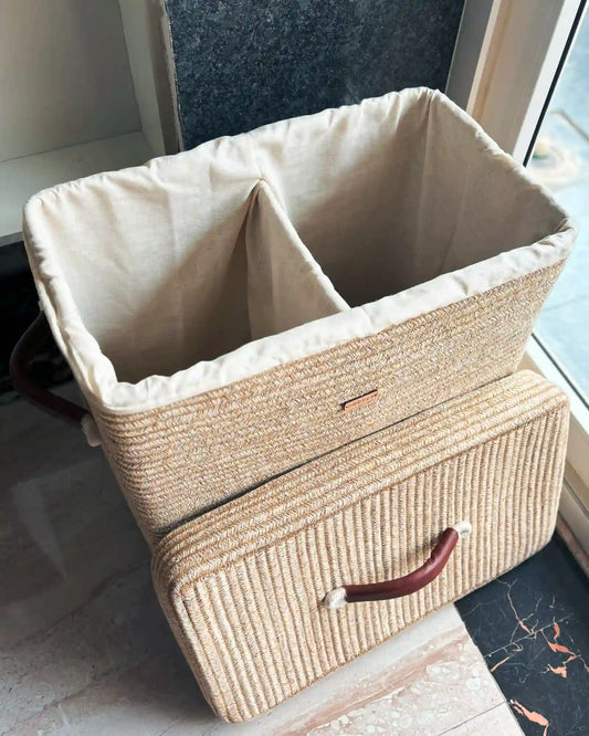 80 Litre laundry basket with partition, and wheels