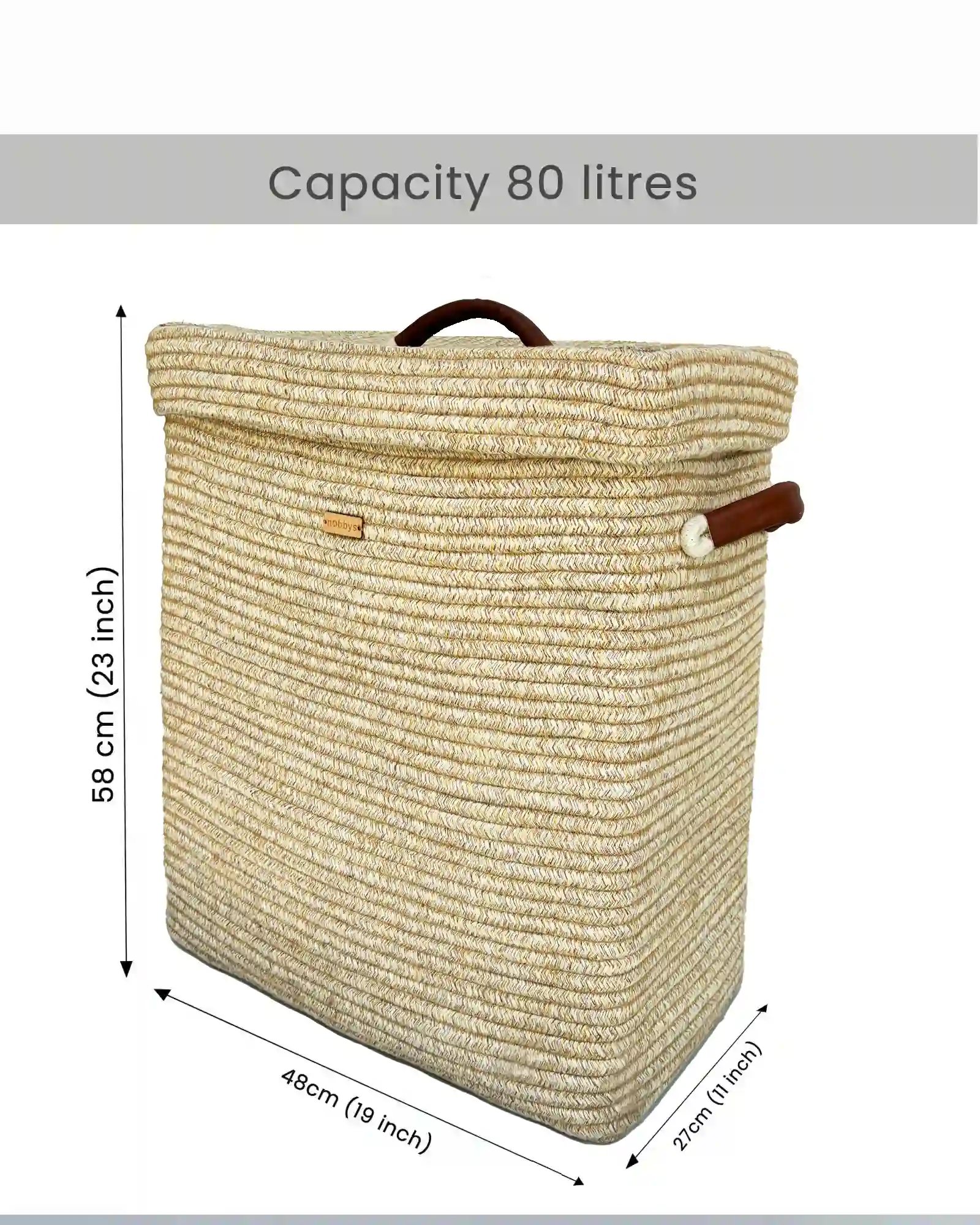 Laundry Basket with partition 80 litres