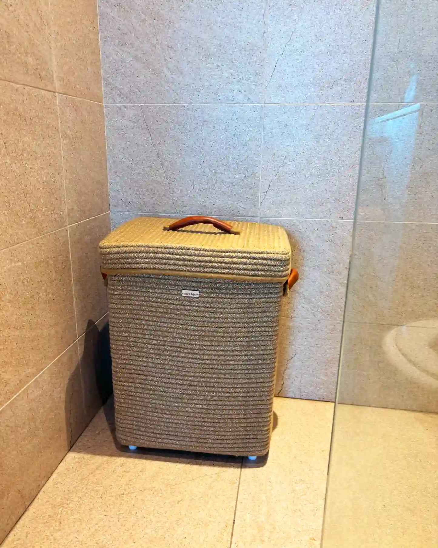 Woven Roots Laundry Basket with Lid and Bottom Spacers