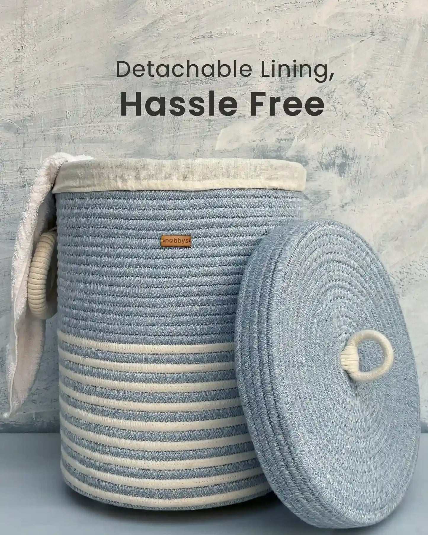 Pastel Blue Laundry Basket With Lid and Wheels