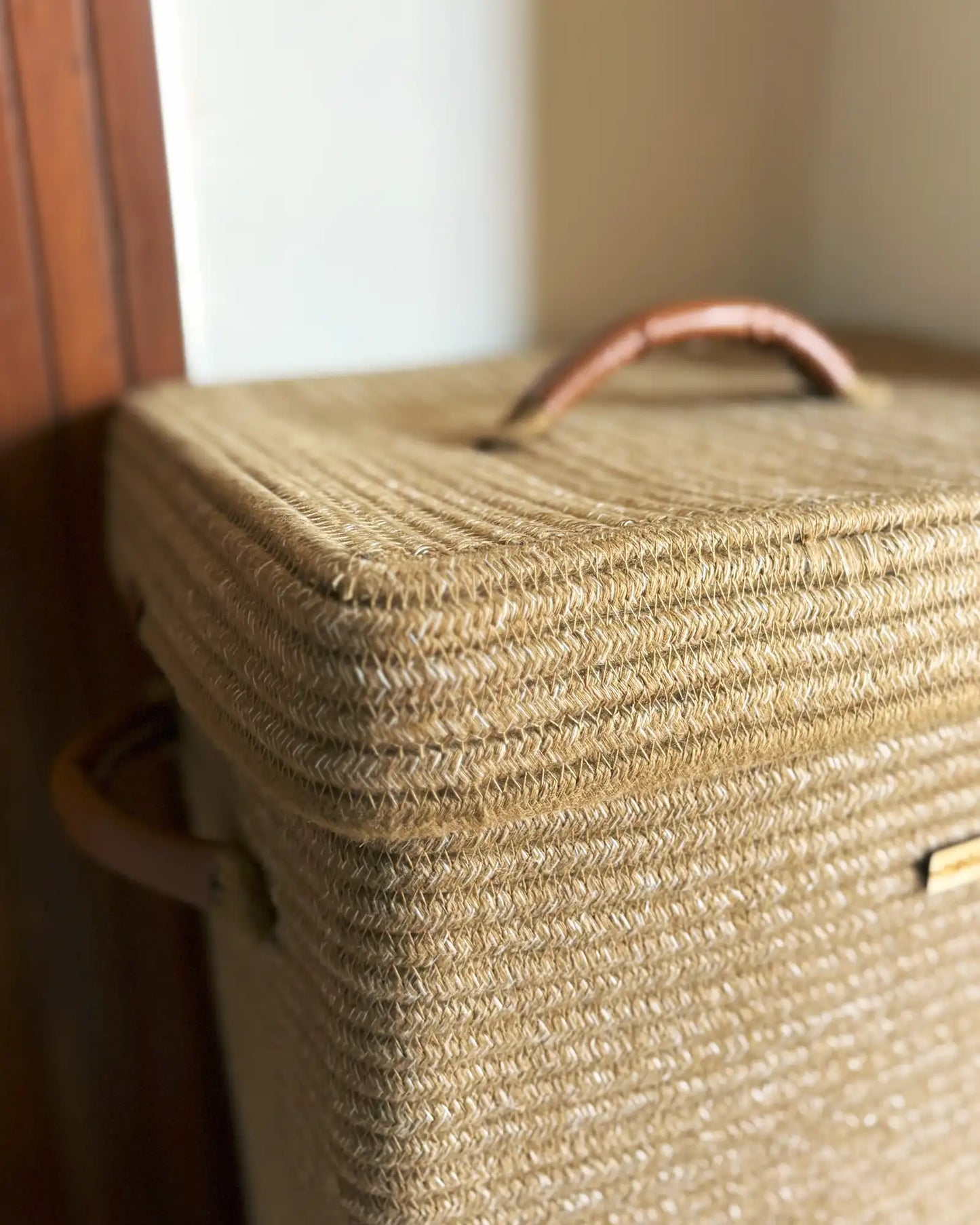 medium brown laundry basket with handles