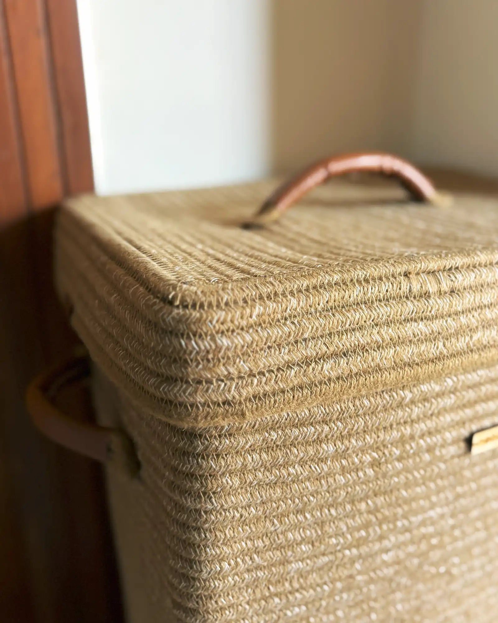medium brown laundry basket with handles