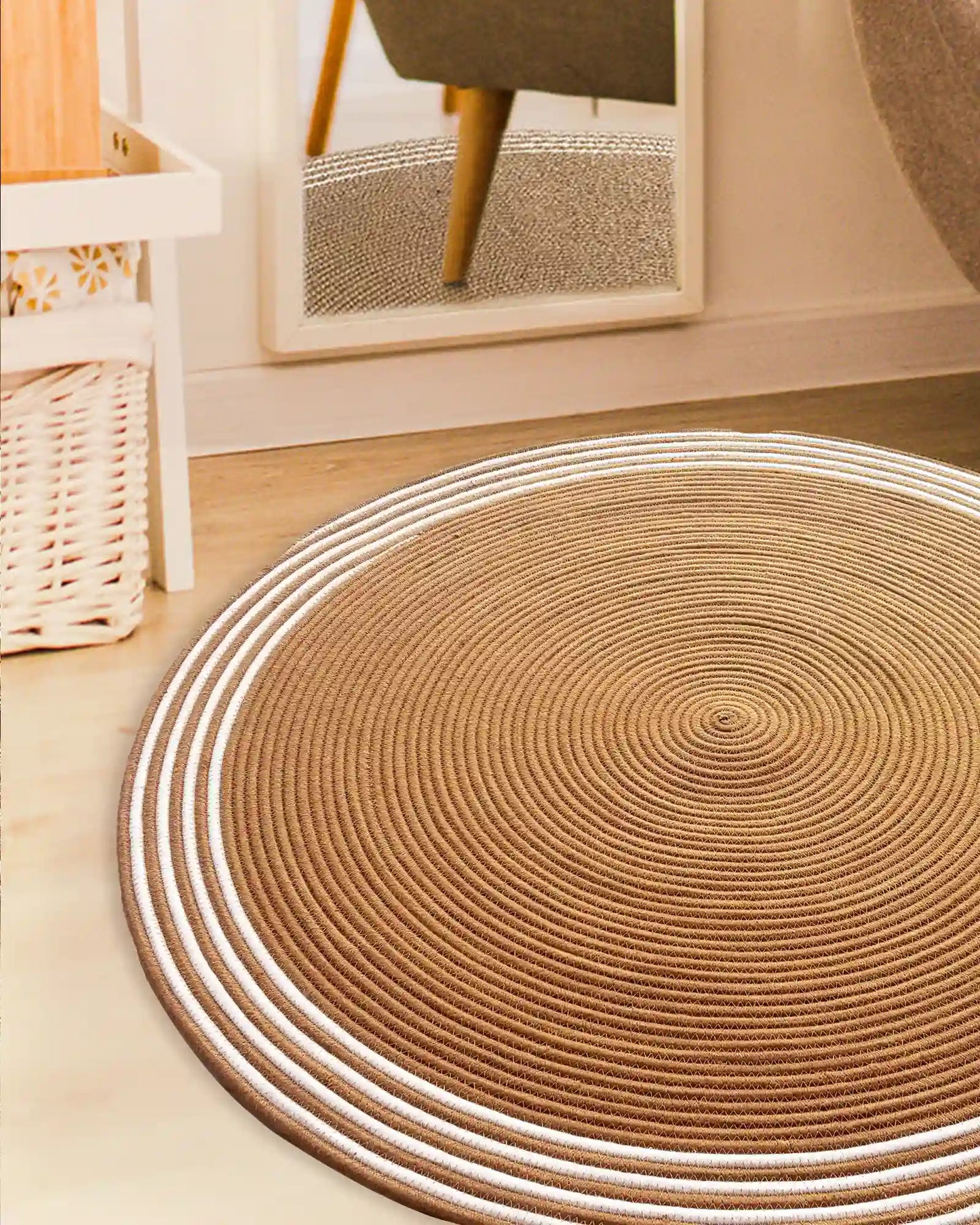 Jute Natural Round Rug (4 Feet- 120 cm) Nobbys