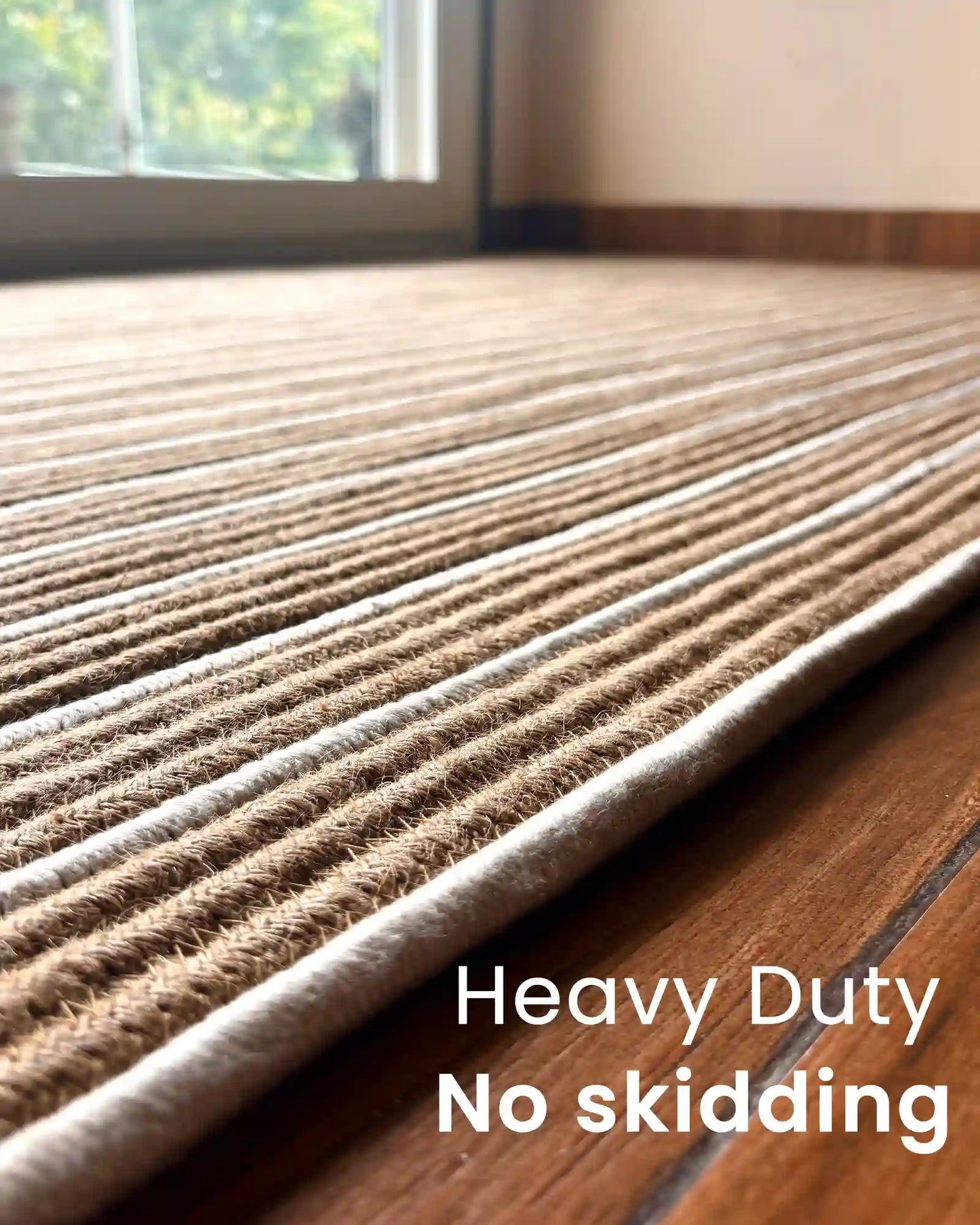 Jute White Striped Natural Carpet