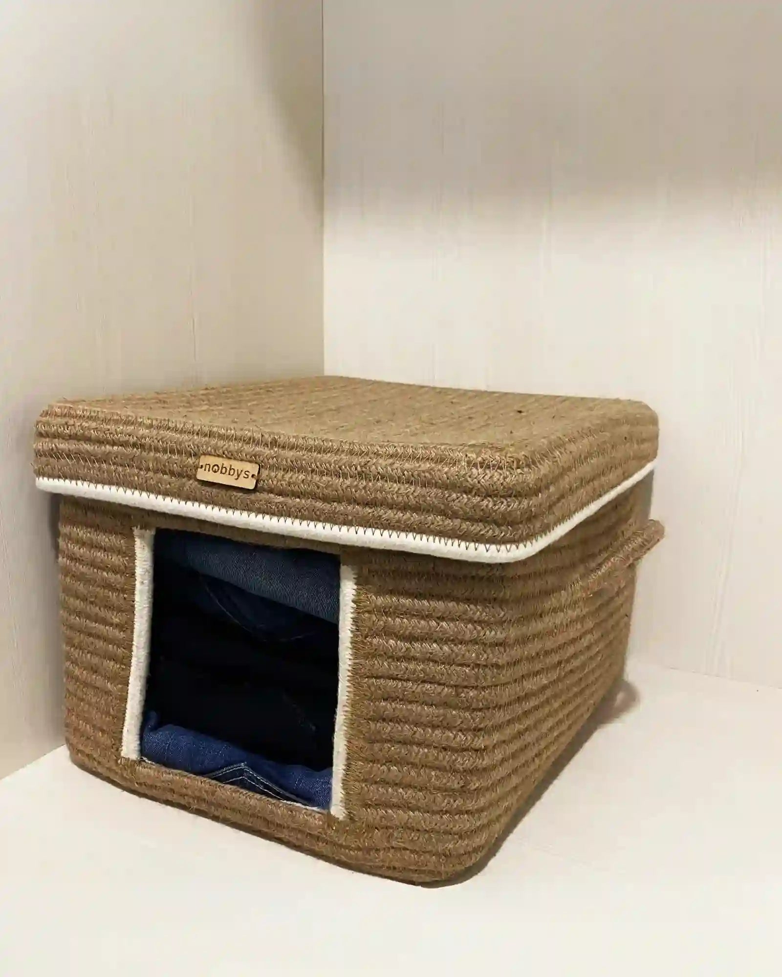 Jute Natural Wardrobe Organizer With Lid