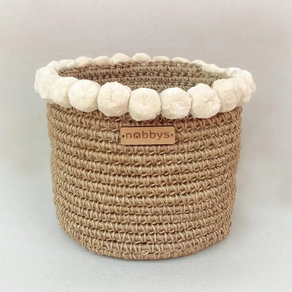 Crochet Planter With Cotton Pom-Poms (5.5"D x 5.5"H)