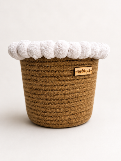 Crochet Planter With Cotton Pom-Poms (5.5"D x 5.5"H)
