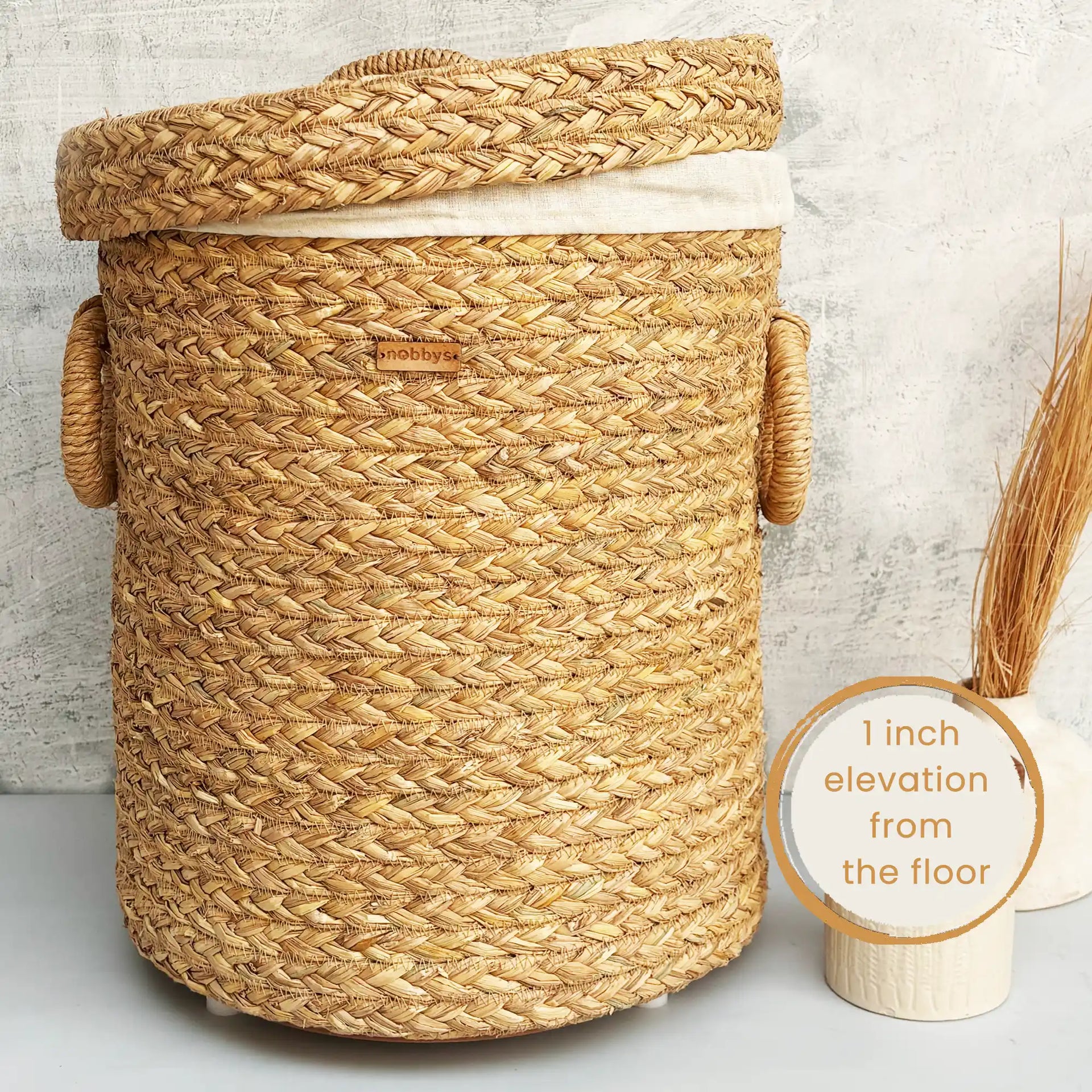 Laundry Basket With Lid - Golden Grass -Nobbys