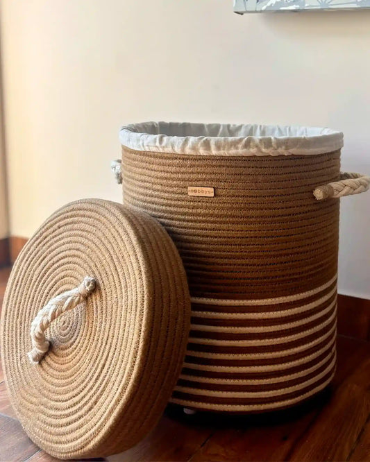 Nobbys  Jute Laundry Basket with Lid 