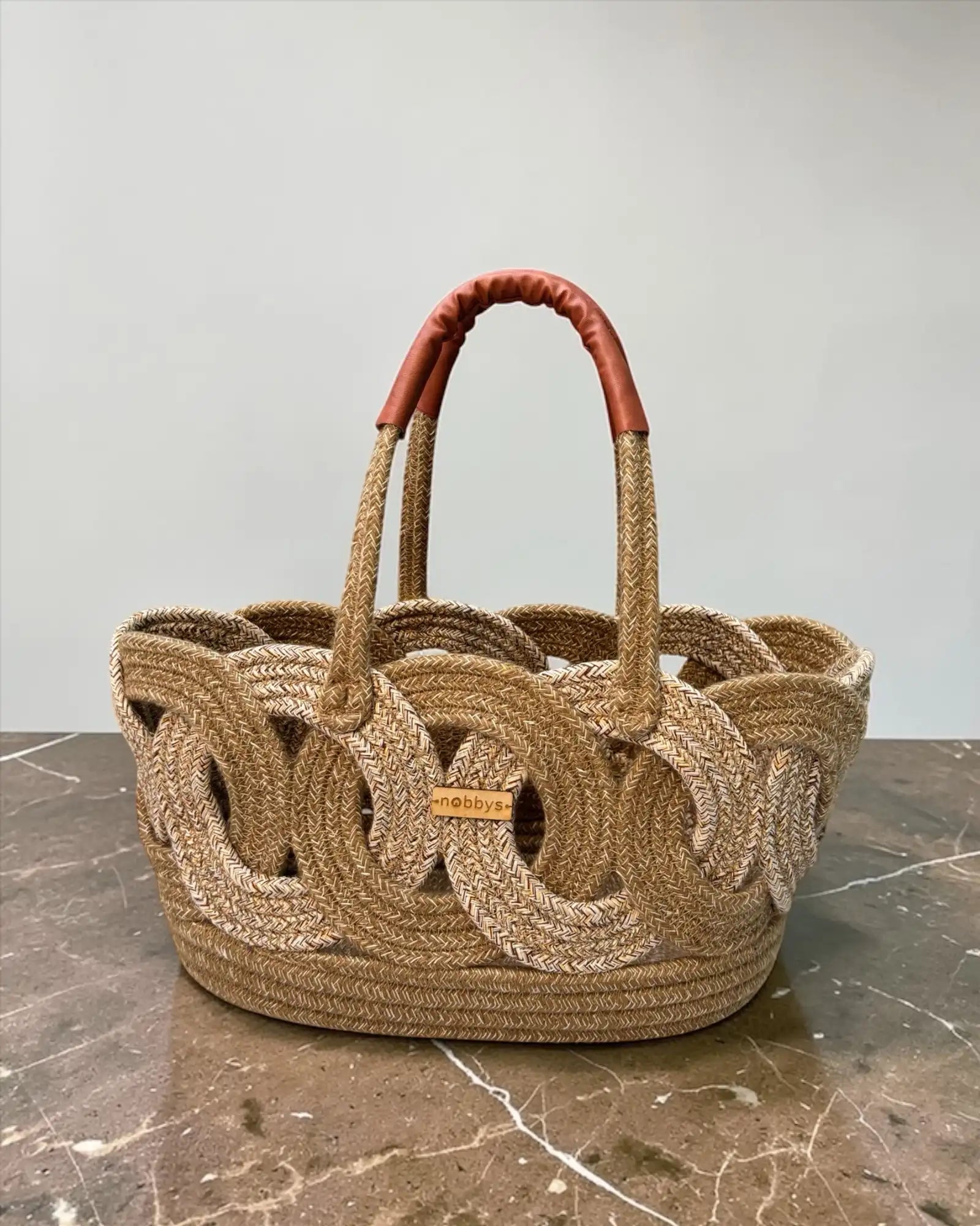 beach bag with leather handles