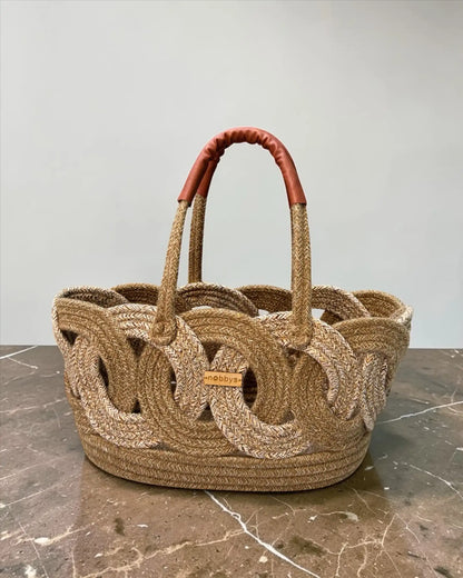 beach bag with leather handles