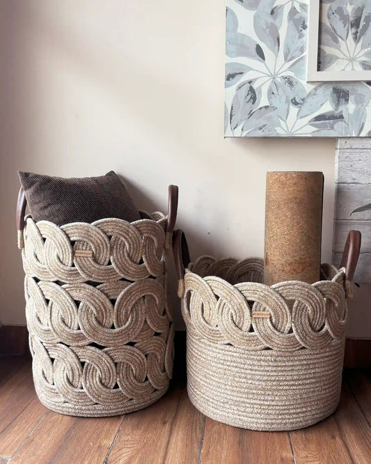 Ring design baskets - elegant organizer for cushions, yoga mats