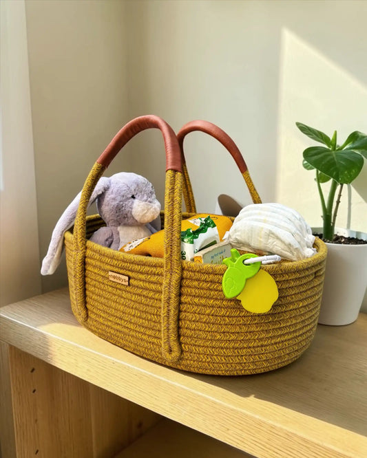 mustard yellow diaper caddy