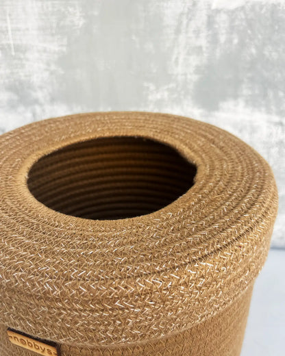 Jute Dustbin with Lid (10"D x 12"H)