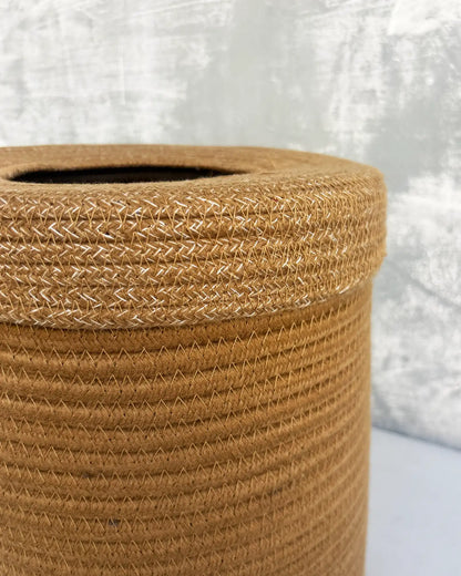 Jute Dustbin with Lid (10"D x 12"H)