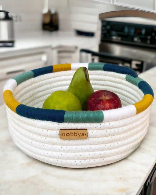 white cotton storage basket