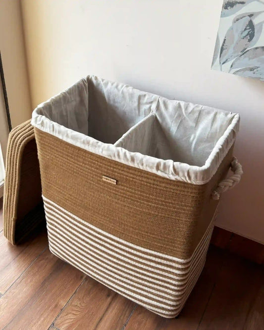 Nobbys Laundry basket with partition – perfect for separating clothes effortlessly