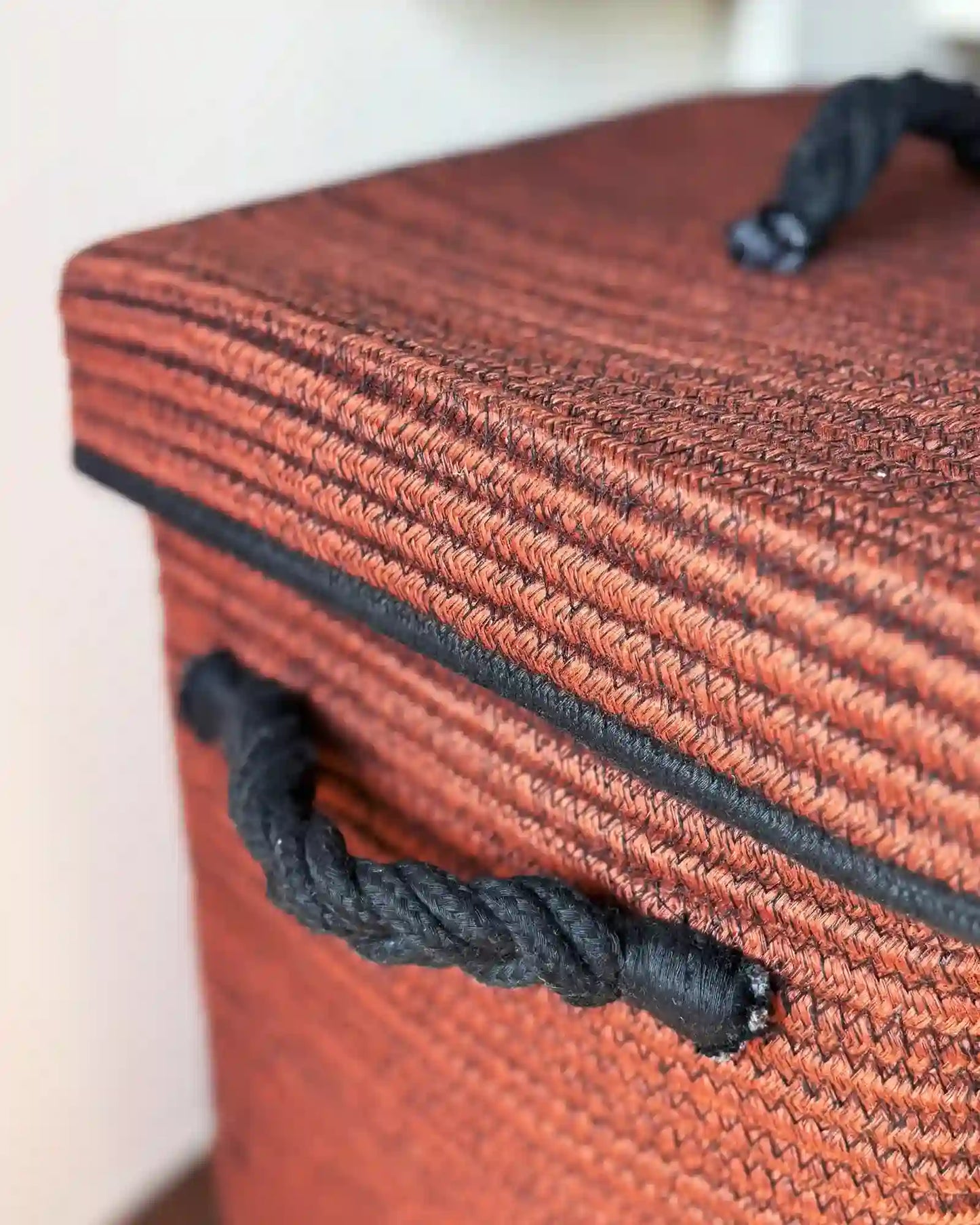 Handcrafted Handles in Laundry basket with wheels