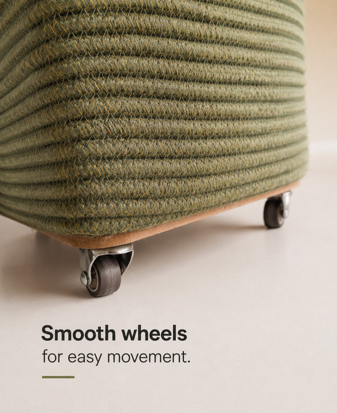 Timeless Olive Rectangular Laundry Basket with Wheels and Lid
