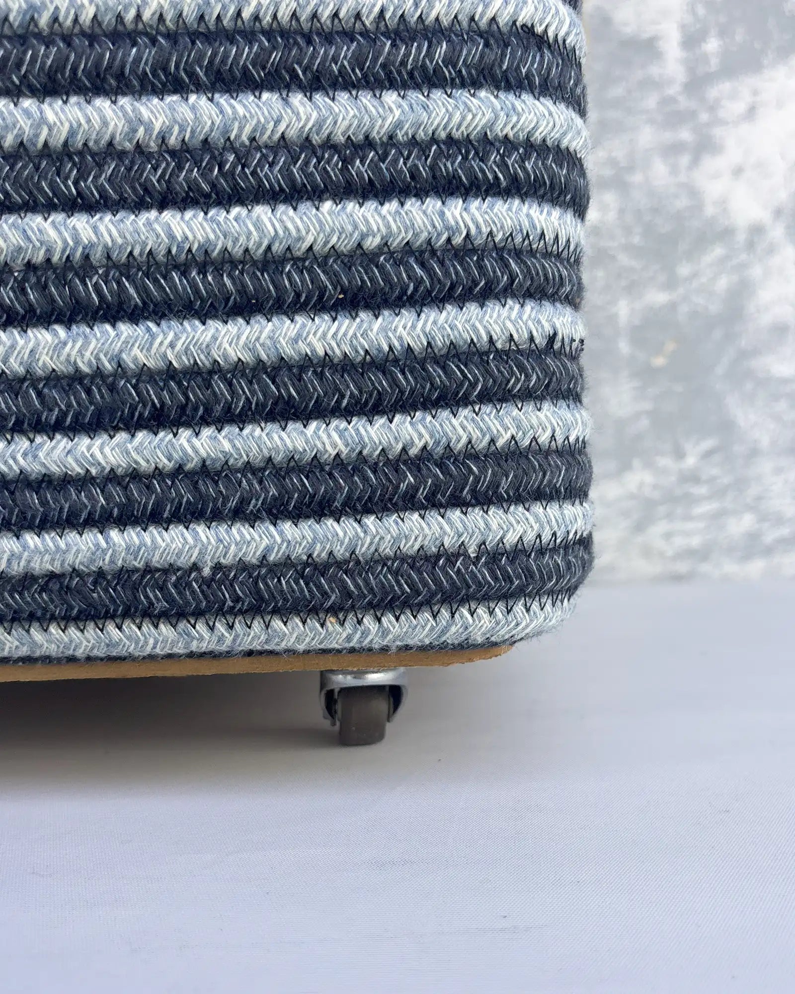 denim blue laundry basket with wheels