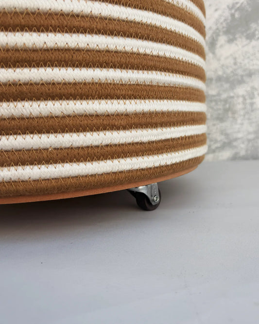 Round Laundry Basket with Wheels at the bottom