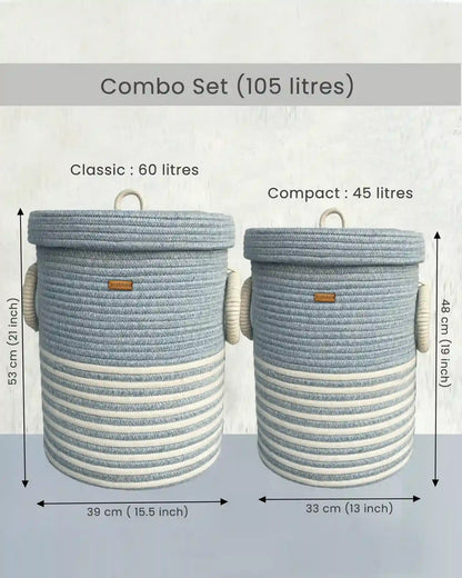 Pastel Blue Laundry Basket With Lid and Wheels