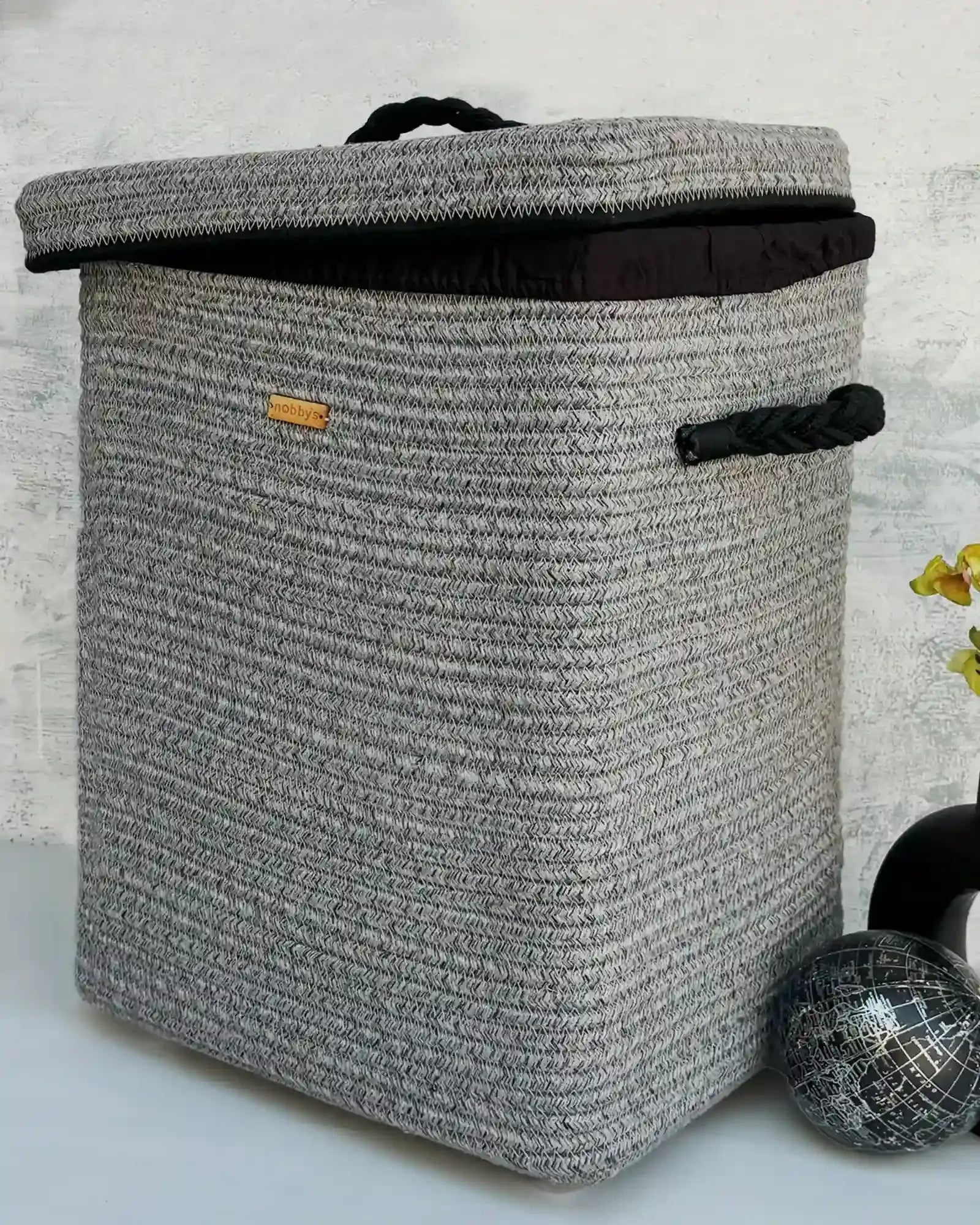 grey laundry basket with lid and wheels 